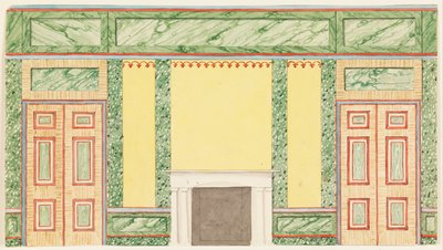 Wall Elevation with Fireplace and Two Doors by Frederick Crace